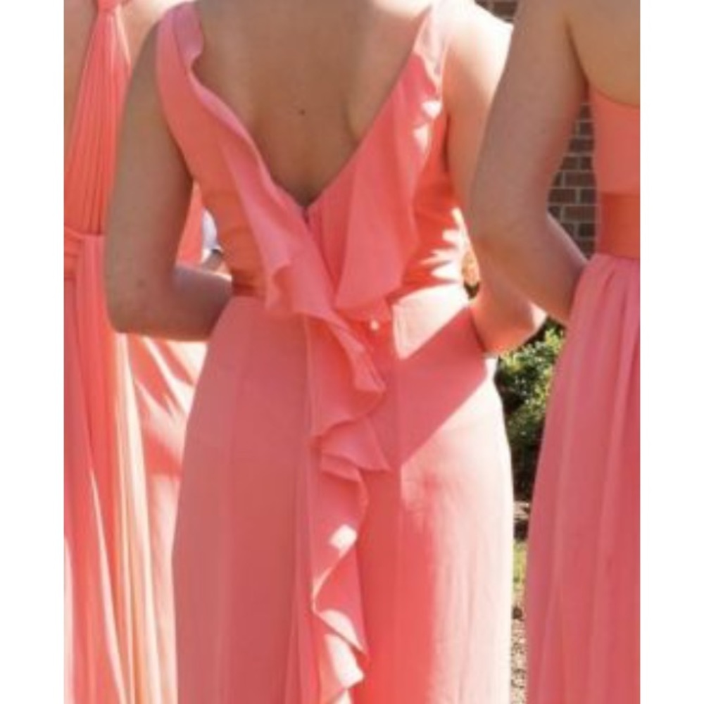 David's bridal bridesmaid coral dress F15530